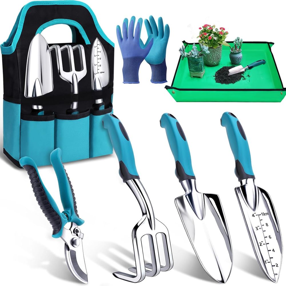 Gardening Tools Essential - Прочный набор из 7 садовых инструментов,